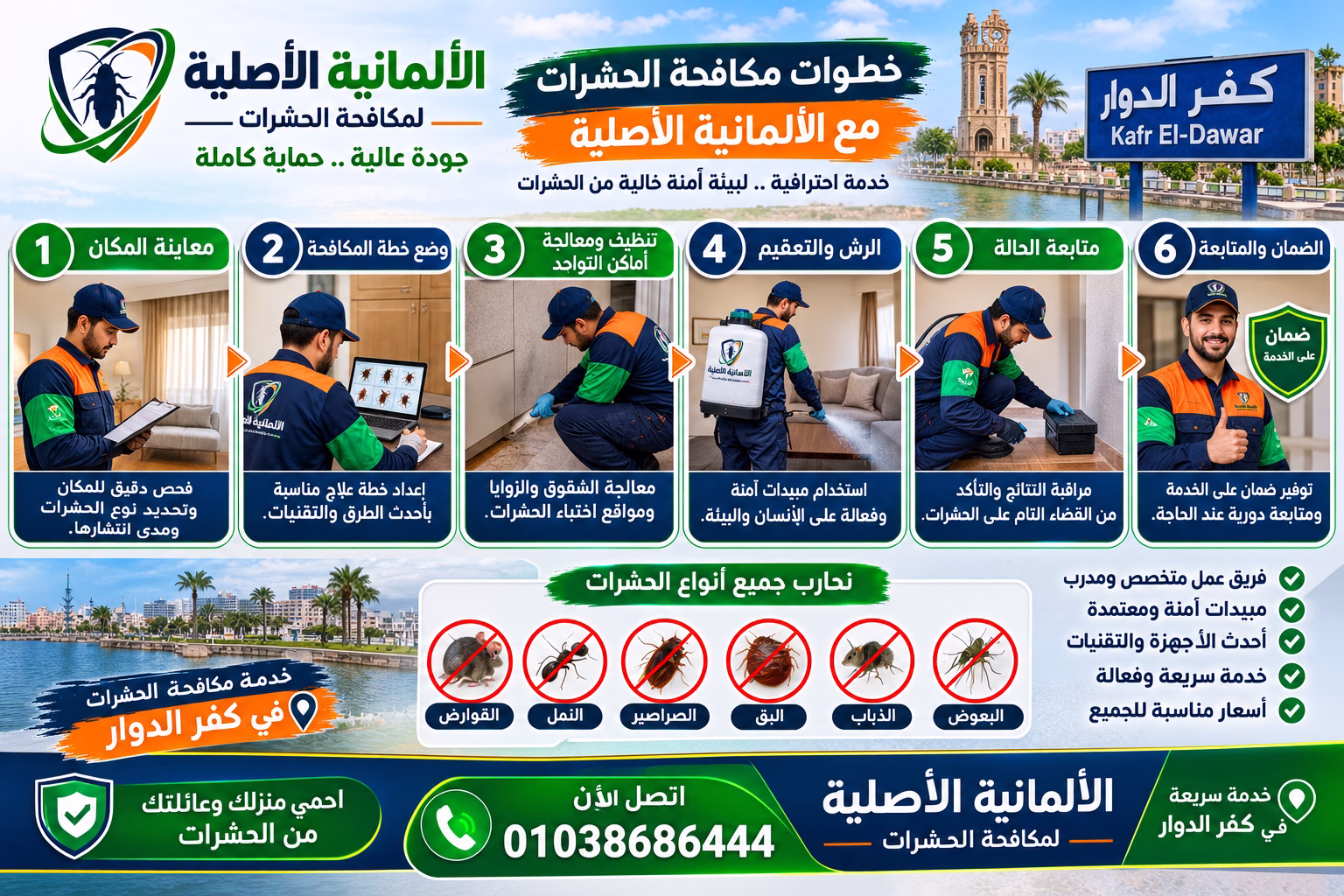 خطوات مكافحة الحشرات في كفر الدوار مع الألمانية الأصلية